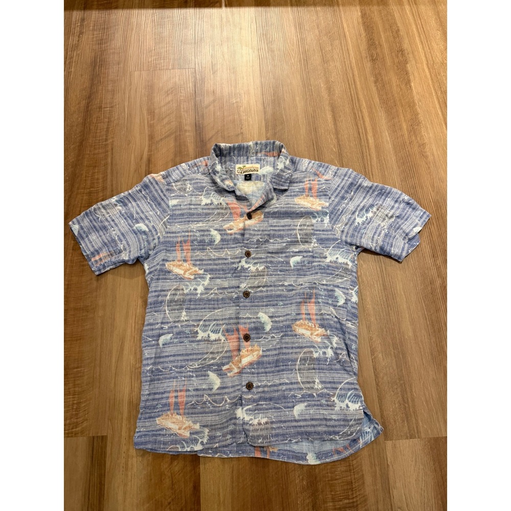 Patagonia Pataloha Shirt Mens XS Blue Sailboat Hemp Blend Button Down 52550